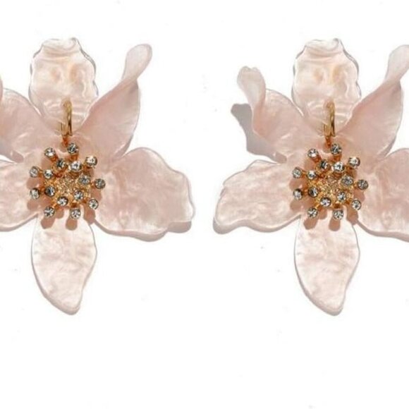 Jewelry - Bohemian Luxury Oversize Resin Big Flower Earrings For Women Stainless Steel Cry